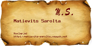 Matievits Sarolta névjegykártya